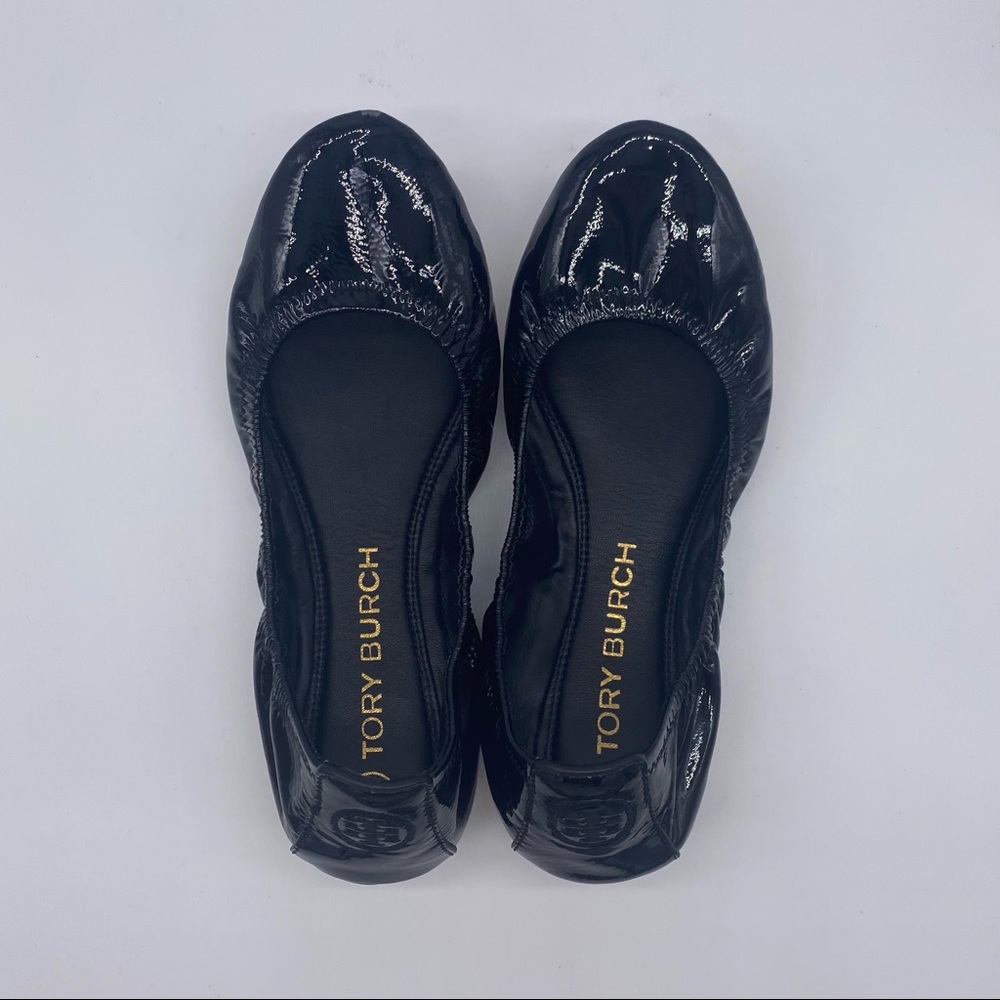 Tory Burch Eddie Black Patent Leather Ballet Flats - Picture 3 of 14